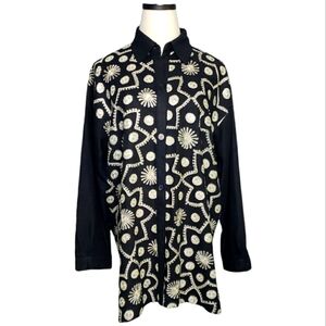 Vintage I B Diffusion L Silk Embroidered Tunic Jacket Lagenlook Abstract Floral